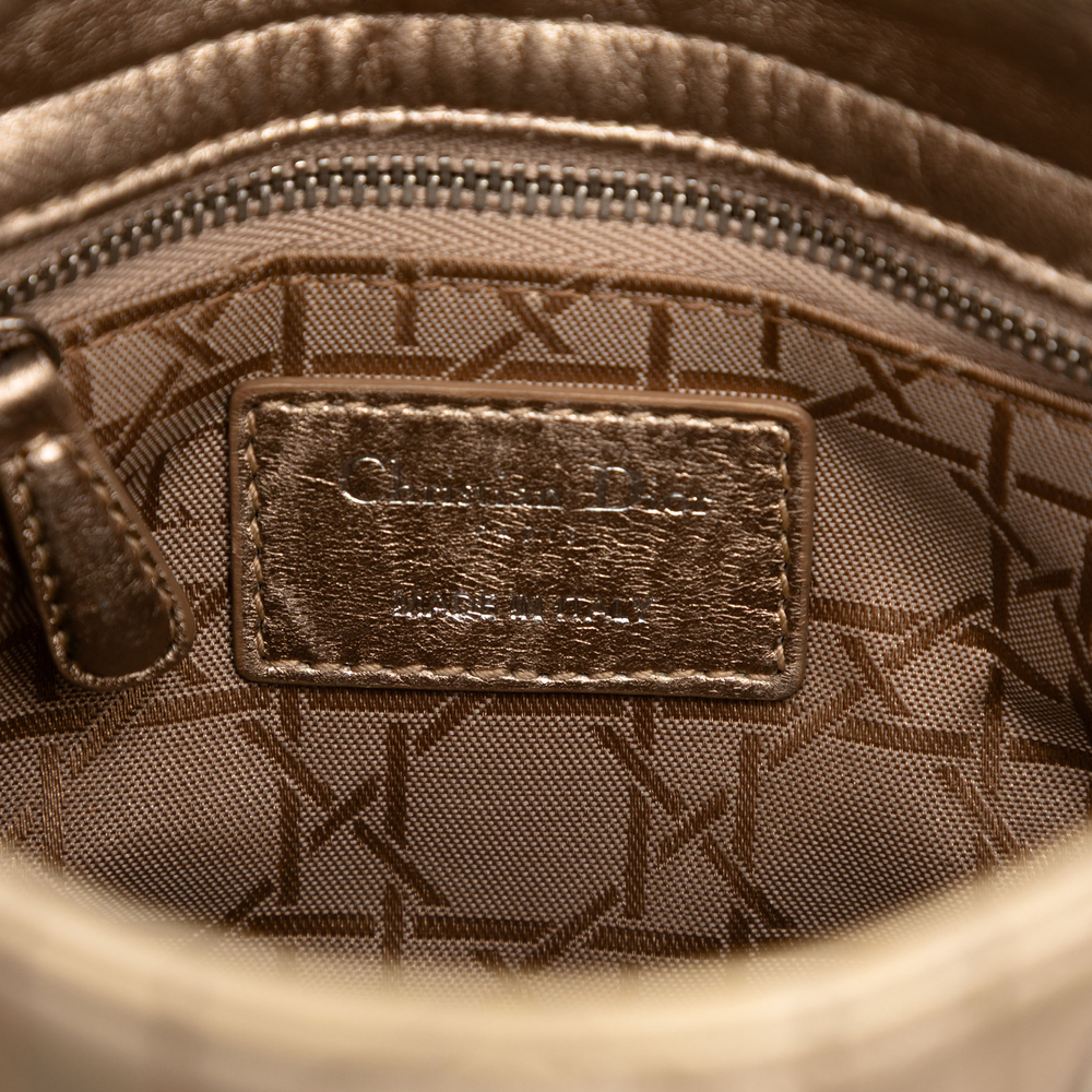 Pre-Loved Dior Mini Metallic Lambskin Cannage Lady Dior - Picture 5 of 7